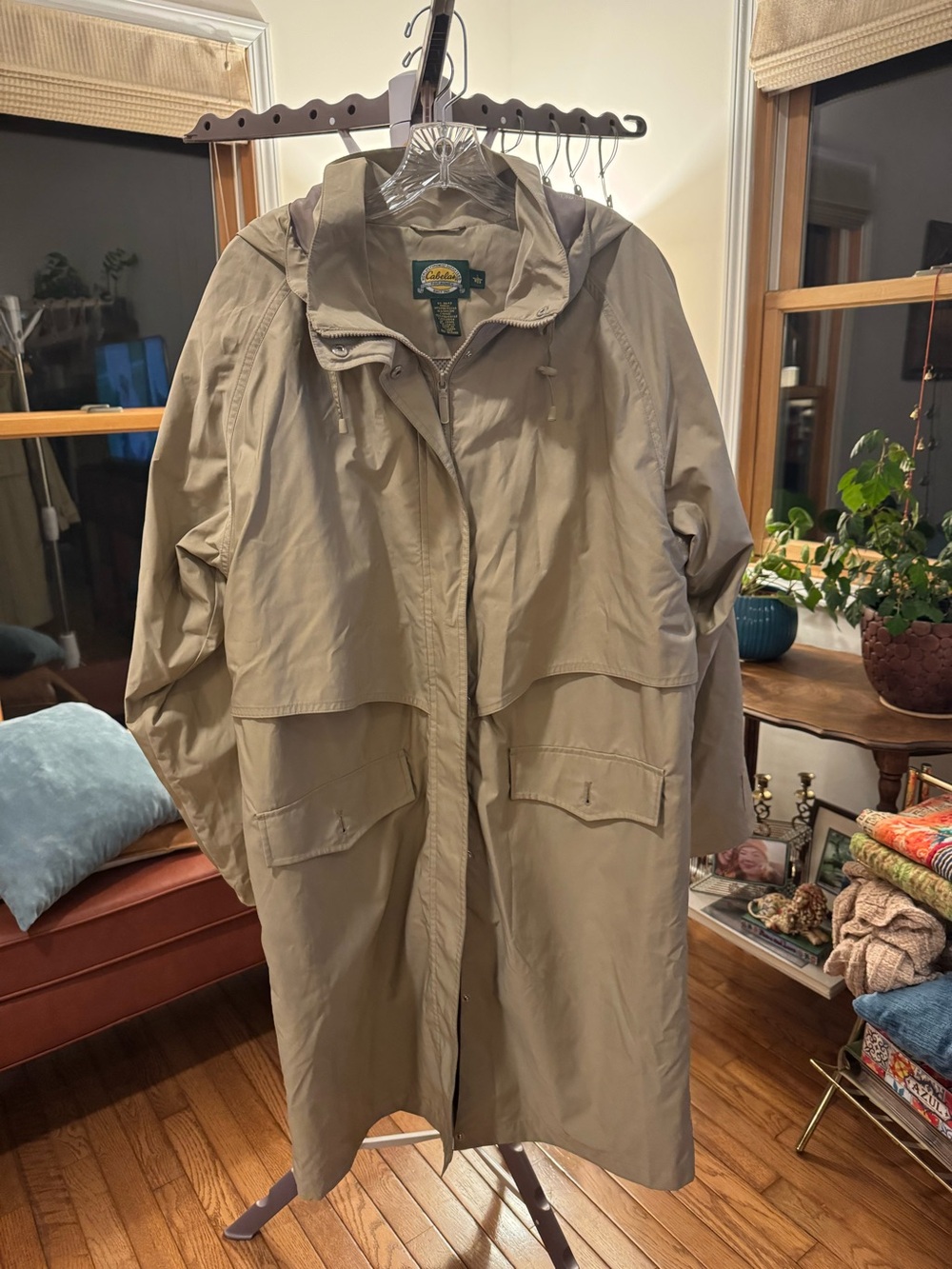 Cabela’s Trench Coat Raincoat Jacket Tan Beige Women's Size L